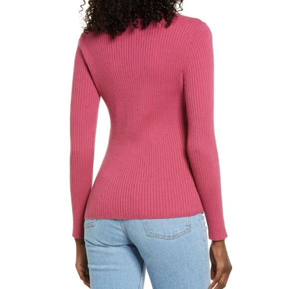 OPEN EDIT Rib Scoop Neck Dusty Pink Sweater Size: M NWT - Picture 2 of 4